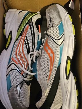 Saucony Men's White Teal Orange Running Sneakers Size 12